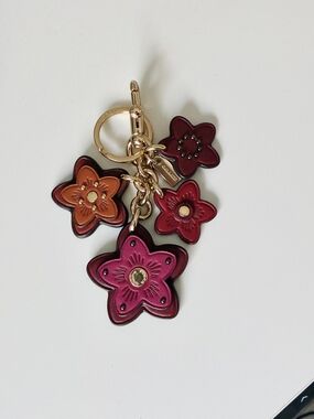 Coach Wildflower Mix Leather Bag Charm Key Chain